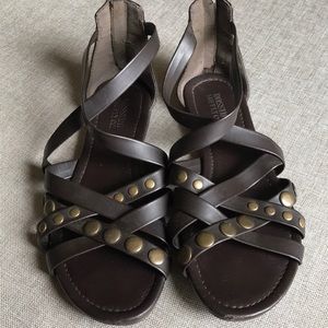 Brown Sandals with Bronze Metal Embellishments 7.5M Flats Mossimo Supply